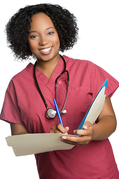 Enfermera con gráfico - foto de stock