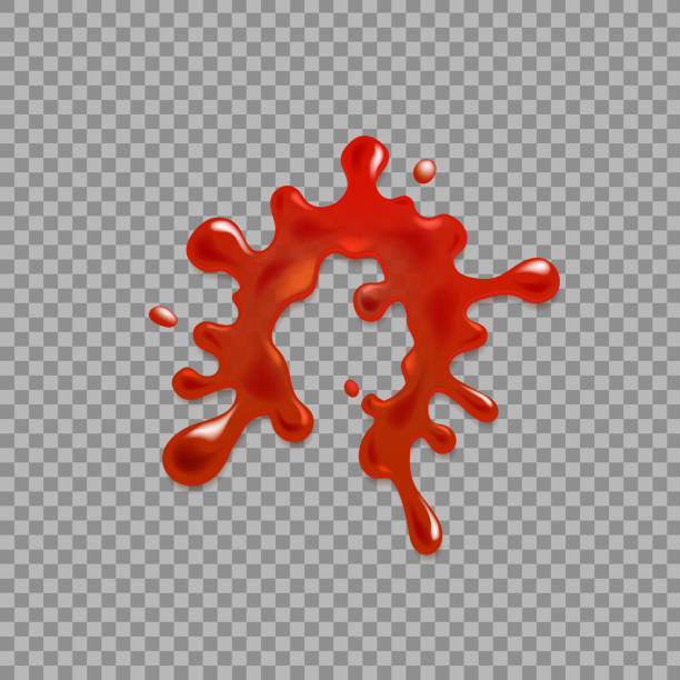 Realistic blood spatter Realistic blood spatter. Illustration isolated on transparent background. Graphic concept for your design ketchup-splash stock illustrations