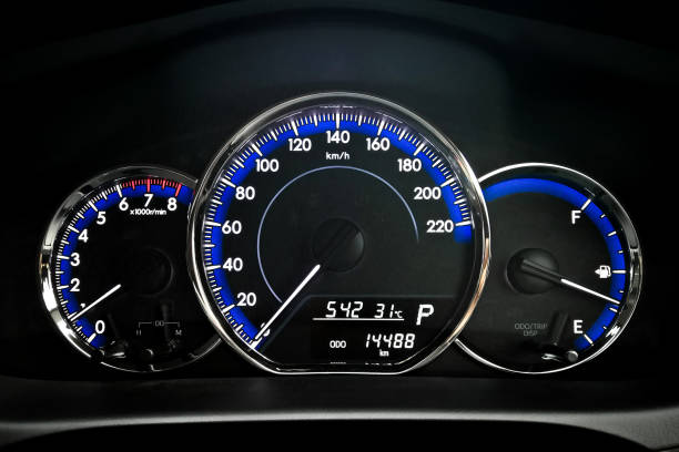 istock Car dashboard, engine gauge, speedmeter and fuel gauge 1183895145