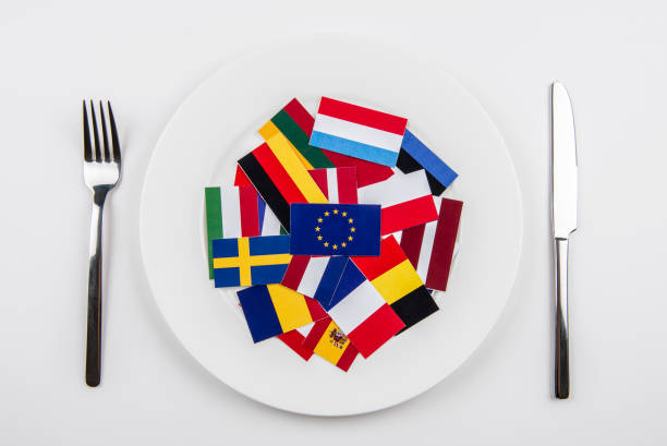 istock Plate With European Union Flags 1183895619