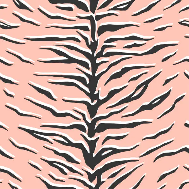 Vector illustration of шаблон для мандалыSeamless vector black and pale pink outline tiger pattern. Stylish wild tiger stripes print. Animal print background for fabric, textile, design, cover, advertising banner etc. 10 eps design.