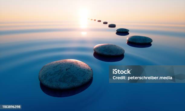 Pebbles In Wide Calm Ocean Stock Photo - Download Image Now - Abstract, Zen-like, Hope - Concept