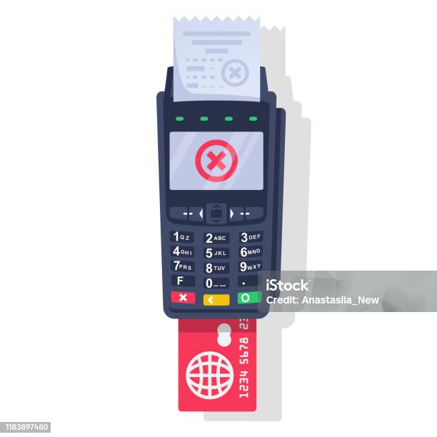 Rejected Payment Transaction Red Cross As A Symbol Of Failure Stock Illustration - Download Image Now
