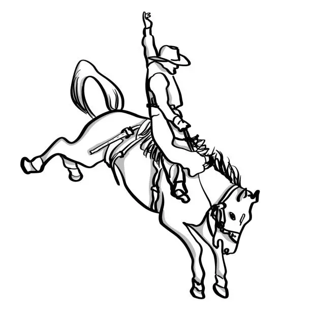 Vector illustration of Popular Rodeo Event Bronco