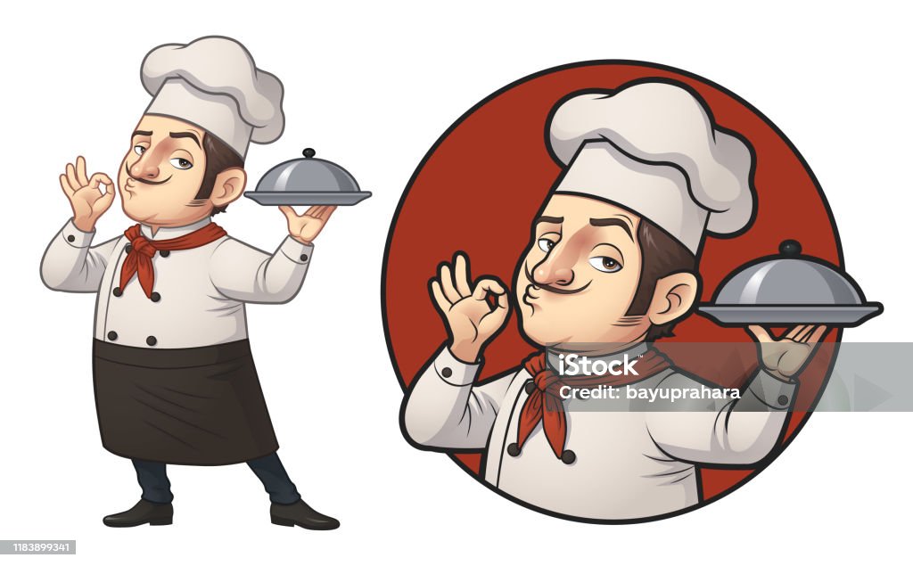 Cartoon Chef Logo Illustration - Royalty-free Chefe de Cozinha arte vetorial