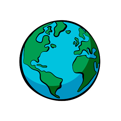 지구 일러스트 만화 라인 아트 스타일 굵은 색 행성 지구에 대한 스톡 벡터 아트 및 기타 이미지 - 행성 지구, 행성, 만화 -  Istock