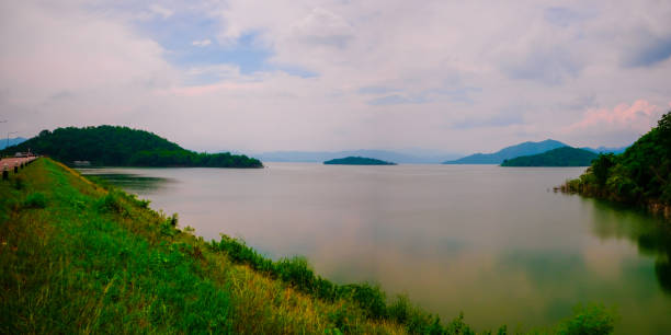 istock landscape with mountains, Lake and clouds 1183906728