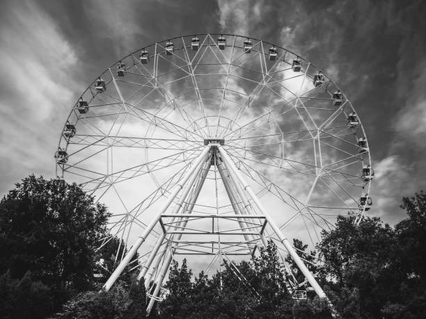 istock large modern ferris wheel in black and white 1183908749
