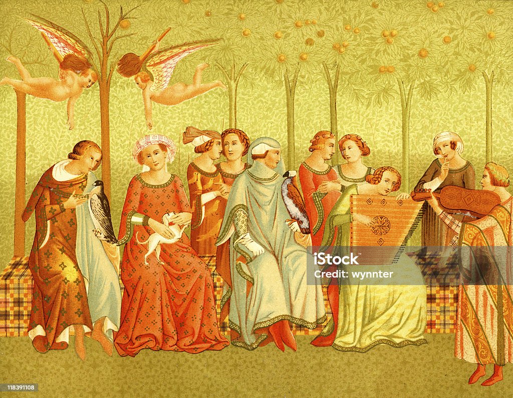 Mujeres del renacimiento en Italia - Ilustración de stock de Medieval libre de derechos