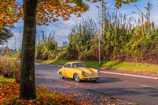 Ludwigsburg, Germany - October 20, 2019: Porsche 356 german oldtimer car at the Retro Saisonabschluss 2019 car meeting and show.