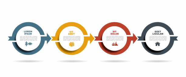 ilustrações, clipart, desenhos animados e ícones de modelo de design infográfico com lugar para seus dados. ilustração do vetor. - flowing action flow chart process chart