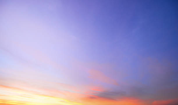 aerial view dramatic sunset and sunrise sky nature background with white clouds - sky only imagens e fotografias de stock