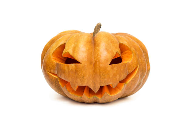 istock Halloween pumpkin. Halloween pumpkin head jack lantern isolated on white background 1183920256