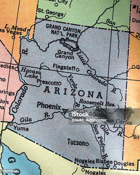 Mapa De Arizona Foto de stock y más banco de imágenes de Arizona - Arizona, Mapa, Tucson