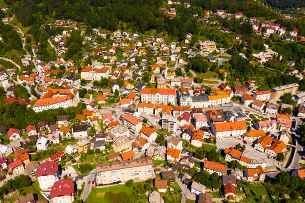 istock Aerial view of Idrija 1183928513