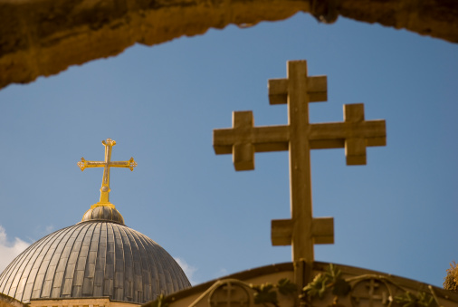 Crosses at the Holy Sepulchre church in Jerusalem's Old City