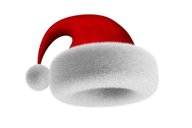 sombrero de santa claus sobre fondo blanco. ilustración 3d aislada - santa hat christmas hat headwear fotografías e imágenes de stock