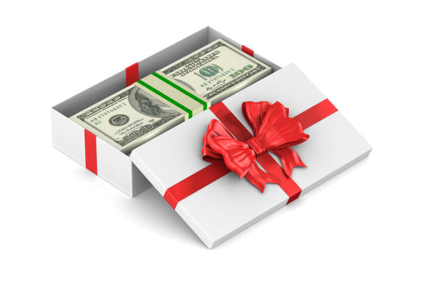istock open white gift box with money on white background. Isolated 3D illustration 1183929045