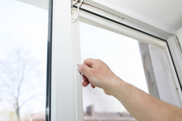 istock Man is installing the mosquito net on the window. Protection from bugs. 1183929719