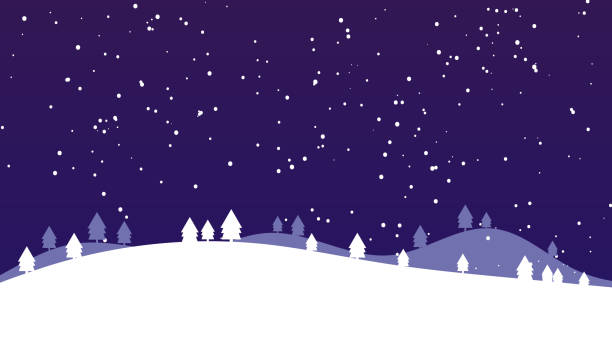 ilustrações de stock, clip art, desenhos animados e ícones de snow landscape in winter. trees on the snowy land. christmas weather. - winter snow landscape field