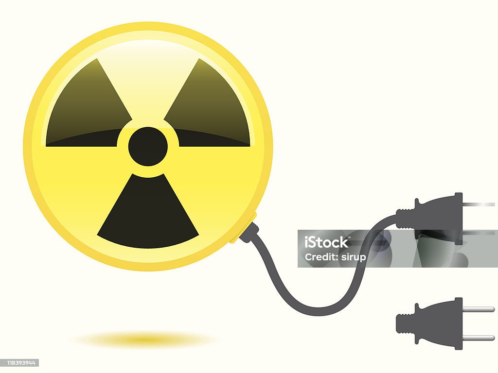Segnale di pericolo radioattico icona con connettore a spina - arte vettoriale royalty-free di Attrezzatura elettronica