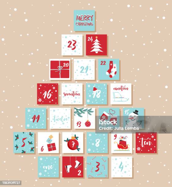 Calendrier Des Enfants De Lavent Vectoriel De Noel Vecteurs libres de droits et plus d'images vectorielles de Calendrier de l'avent