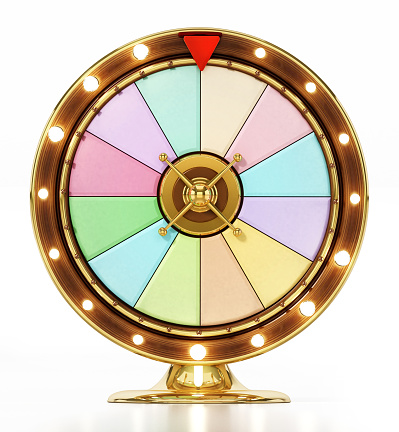 Generic prize wheel isolated on white background.