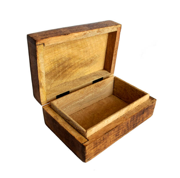 istock Opened wooden jewelry box isolated 1183942015