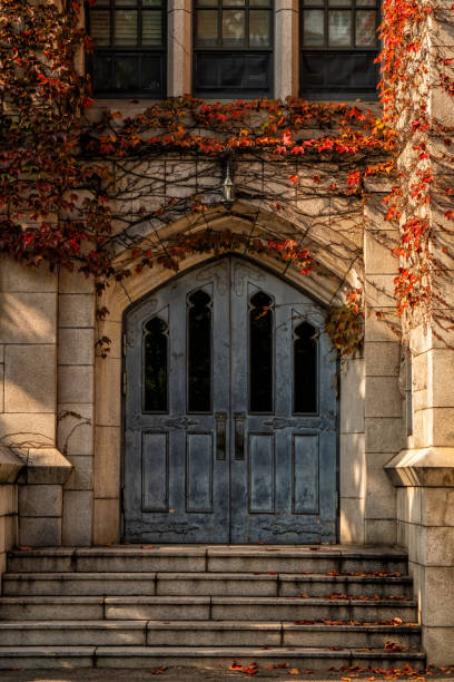 istock front door with colorful in autumn 1183943399