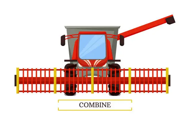 Vector illustration of Combine Agricultural Machine Vector Illustration