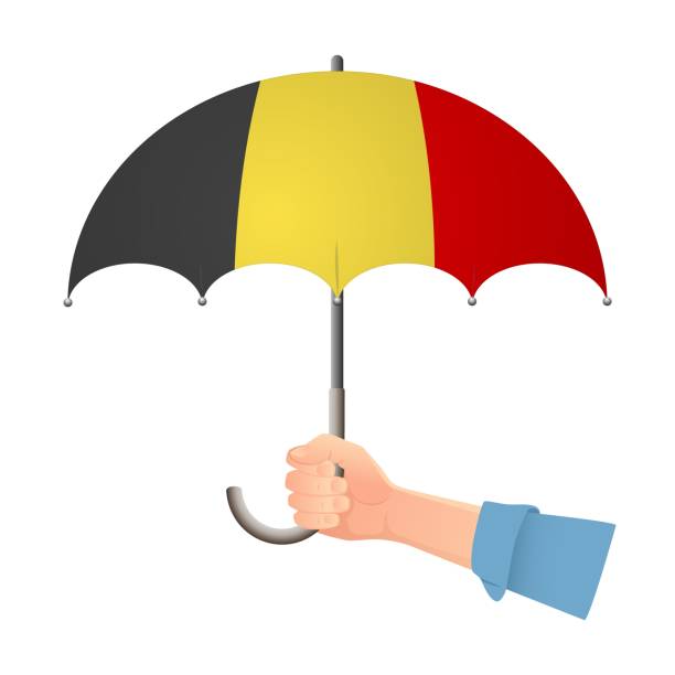 illustrations, cliparts, dessins animés et icônes de parapluie de drapeau de belgique - belgium belgian flag flag shield