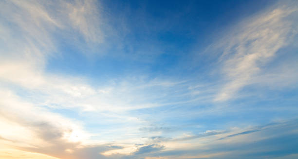 istock Aerial view dramatic sunset and sunrise sky nature background with white clouds 1183948528