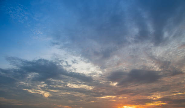 istock Aerial view dramatic sunset and sunrise sky nature background with white clouds 1183953612