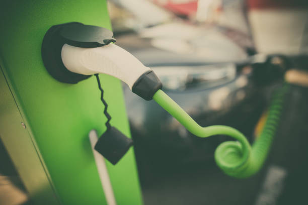 Close up image of an electrical charging station for a car.
