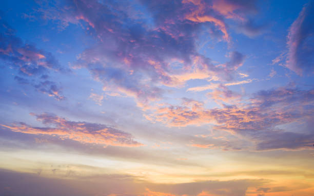 istock Aerial view dramatic sunset and sunrise sky nature background with white clouds 1183954225