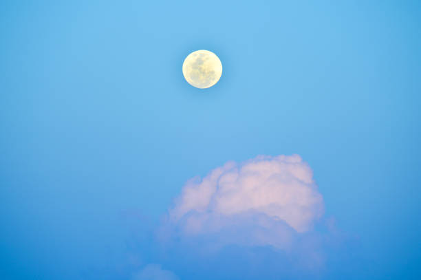 Aerial view moon and moonlight sunset  sky nature background with white clouds for design concept and isolated text material