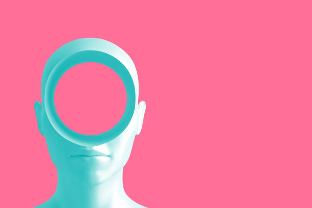 istock Concept art on education and problem solving. Porcelain female head with a round hole in it.3D illustration 1183954760