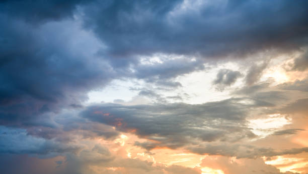 istock Aerial view dramatic sunset and sunrise sky nature background with white clouds 1183956202