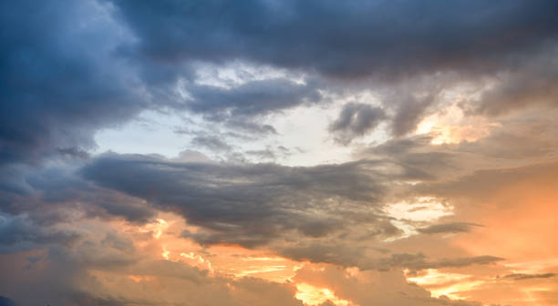 istock Aerial view dramatic sunset and sunrise sky nature background with white clouds 1183956769