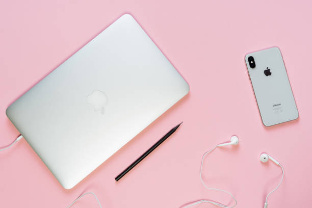 High angle shot of various digital devices on a table