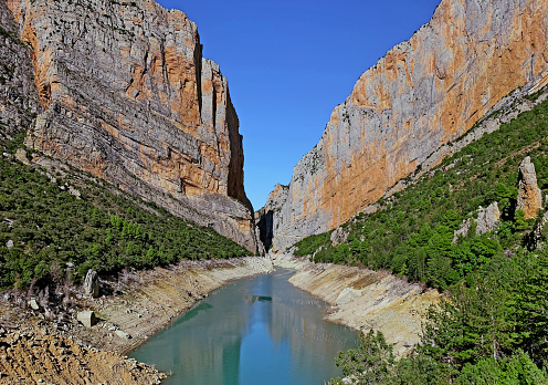 River on the Congost of Montrebei, Limit between Aragon and Cataluña. Spain. MontSec (Spanish Pirineus)