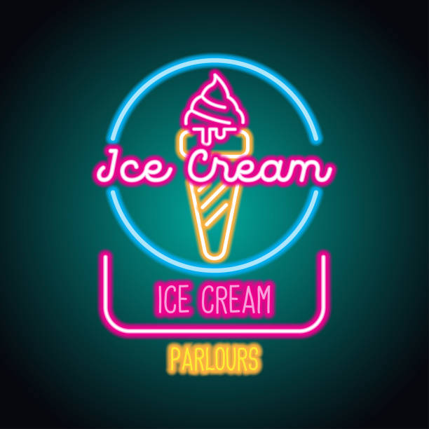 istock ice cream neon sign for ice cream advertisement. vector illustration 1183958605