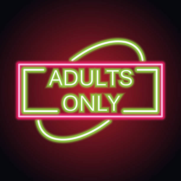 istock Adults only glowing box for outdoor business advertising neon sign billboard. vector illustration 1183960016