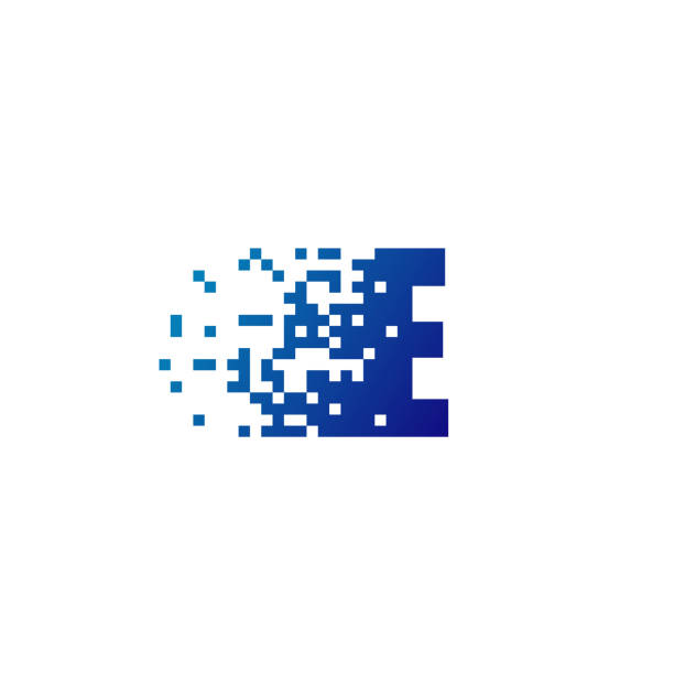 Letter E Pixel Logo, Fast Moving E Logo