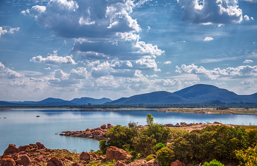 African landscape at Gaborone dam in Botswana