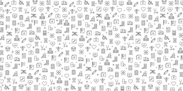 Set of Healthcare and Medical Icons Vector Pattern Design Set of Healthcare and Medical Icons Vector Pattern Design medical backgrounds stock illustrations