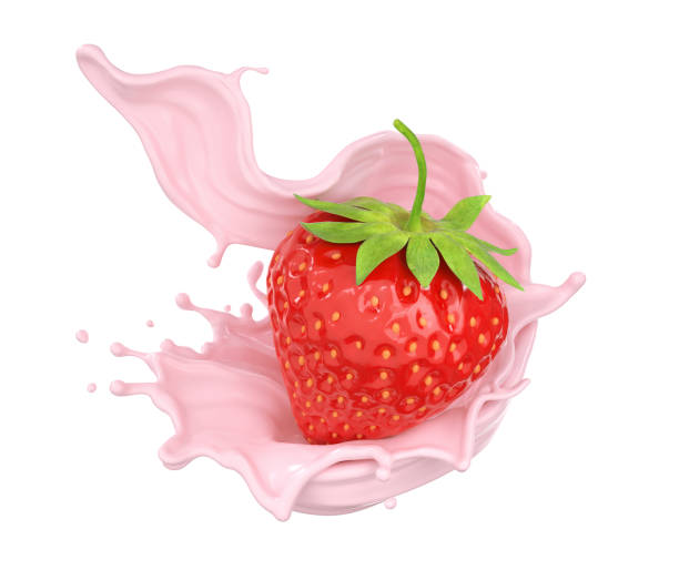 istock Strawberry and milk or fruit yogurt splash. 1183968746