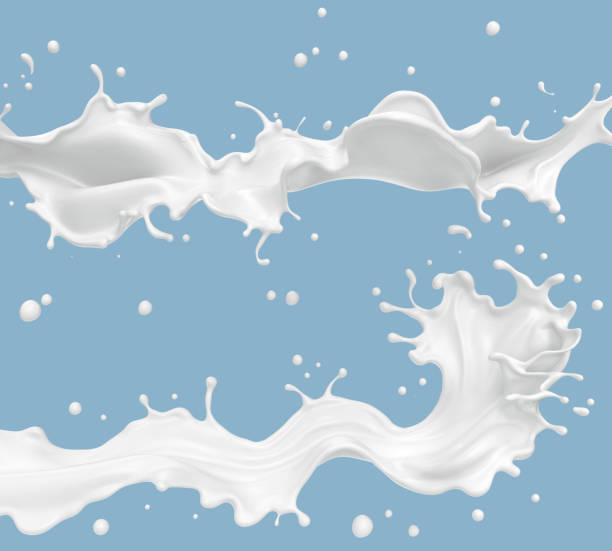 istock milk or yogurt splash isolated on blue background. 1183968809