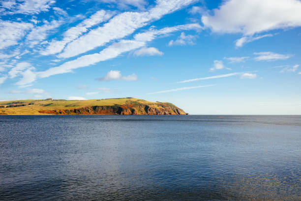 Headland called the North Sutor across the entrance to the Cromarty Firth beside Cromarty village, Ross and Cromarty, Scotland. It contains coastal caves and was used as a Battery during World War 2.