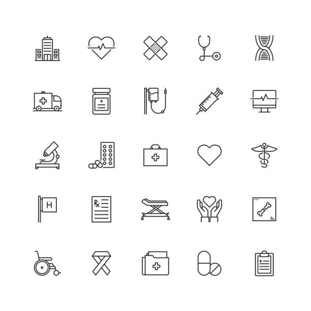 Simple Set of Healthcare and Medicine Related Vector Line Icons Simple Set of Healthcare and Medicine Related Vector Line Icons doctors office stock illustrations